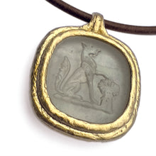 Load image into Gallery viewer, Fob Necklace, Glass Fox Intaglio Gray