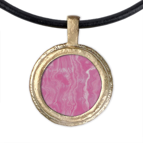 Fob Necklace, Pink Agate