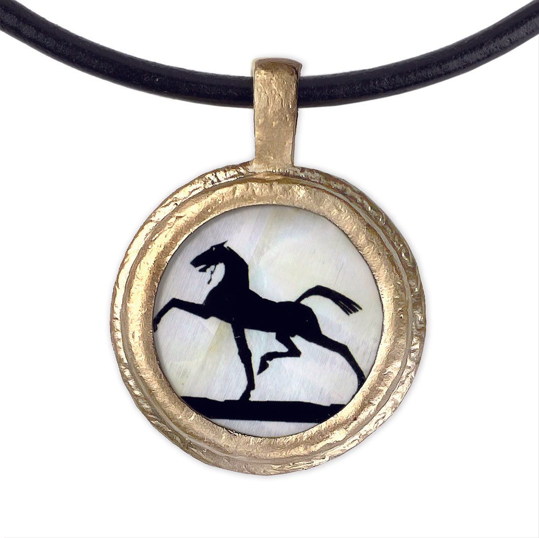Fob Necklace, Gold Deco Horse