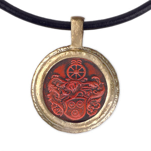 Fob Necklace, Red Wheel Seal