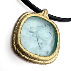 Fob Necklace | Glass Horse Intaglio Blue