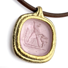 Load image into Gallery viewer, Fob Necklace, Glass Fox Intaglio Pink