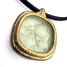 Load image into Gallery viewer, Fob Necklace | Glass Horse Intaglio Light Green