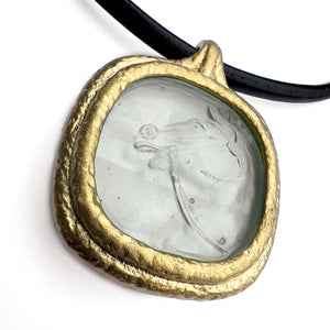 Fob Necklace | Glass Horse Intaglio Gray