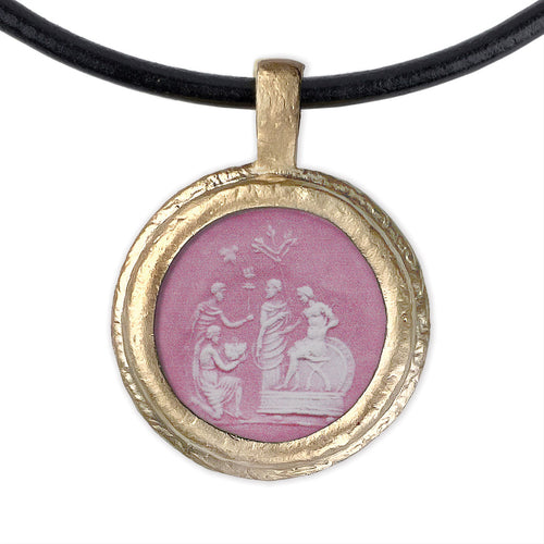 Fob Necklace, Pink Intaglio