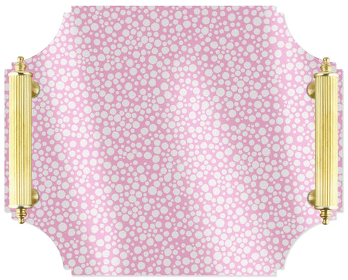 Acrylic Tray - Pink Dot World with Brass Handles