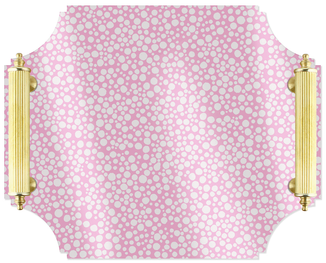 Acrylic Tray - Pink Dot World with Brass Handles