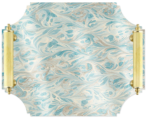 Acrylic Tray - Marbleized with Brass Handles