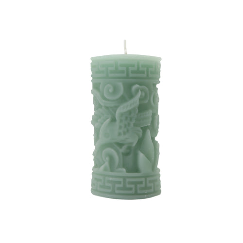 Greek Key Pillar Candle - Jade