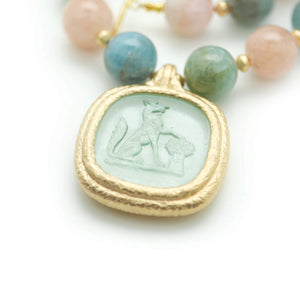 Reprotique Glass Green Fox Intaglio Drop