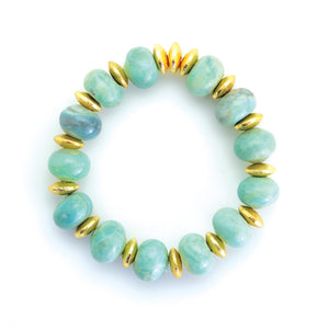 Oval Matte Blue Bead Bracelet