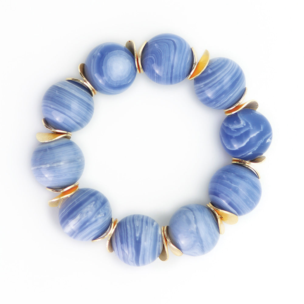 Blue Agate Bead Bracelet