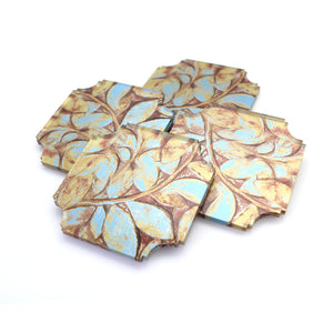Coasters | Blue & Silver Vine Leaf, set of four