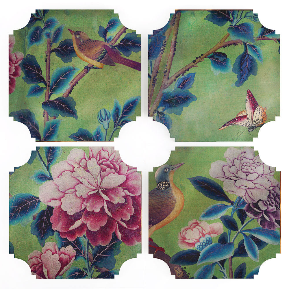 Coasters | Green Chinoiserie, set of four