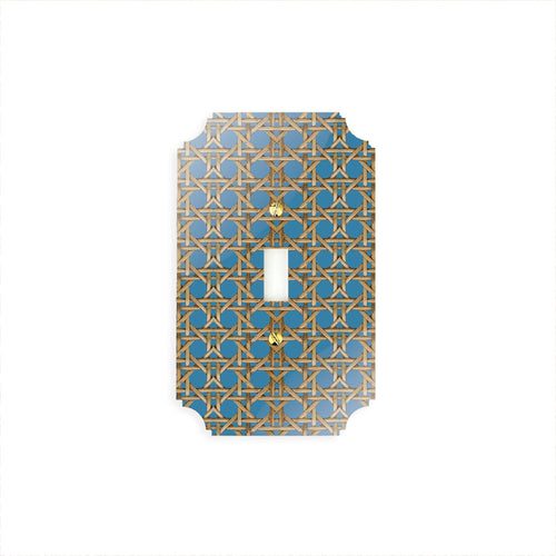 Printed Switch Plates | Blue Rattan