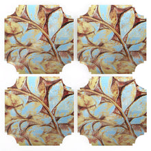 Load image into Gallery viewer, Coasters | Blue &amp; Silver Vine Leaf, set of four