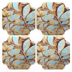 Coasters | Blue & Silver Vine Leaf, set of four