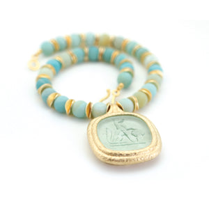 Reprotique Glass Green Fox Intaglio Drop