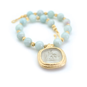 Reprotique Grey Glass Fox Intaglio Drop
