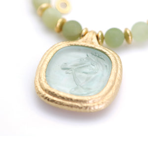 Reprotique Green Glass Horse Intaglio Drop