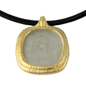 Fob Necklace, Glass Fox Intaglio Gray