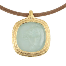 Load image into Gallery viewer, Fob Necklace | Glass Horse Intaglio Light Green