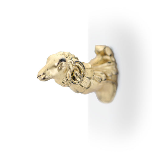 Hand Gilded Rams Head Coat Hook