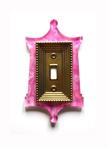 Acrylic + Brass | Pagoda Style, Pink Agate