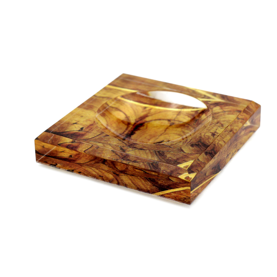 Acrylic Block Soap Dish | Oyster Wood