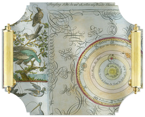 Acrylic Tray - Celestial Birds with Brass Handles