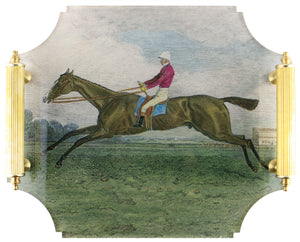 Acrylic Tray - Race Horse with Brass Handles