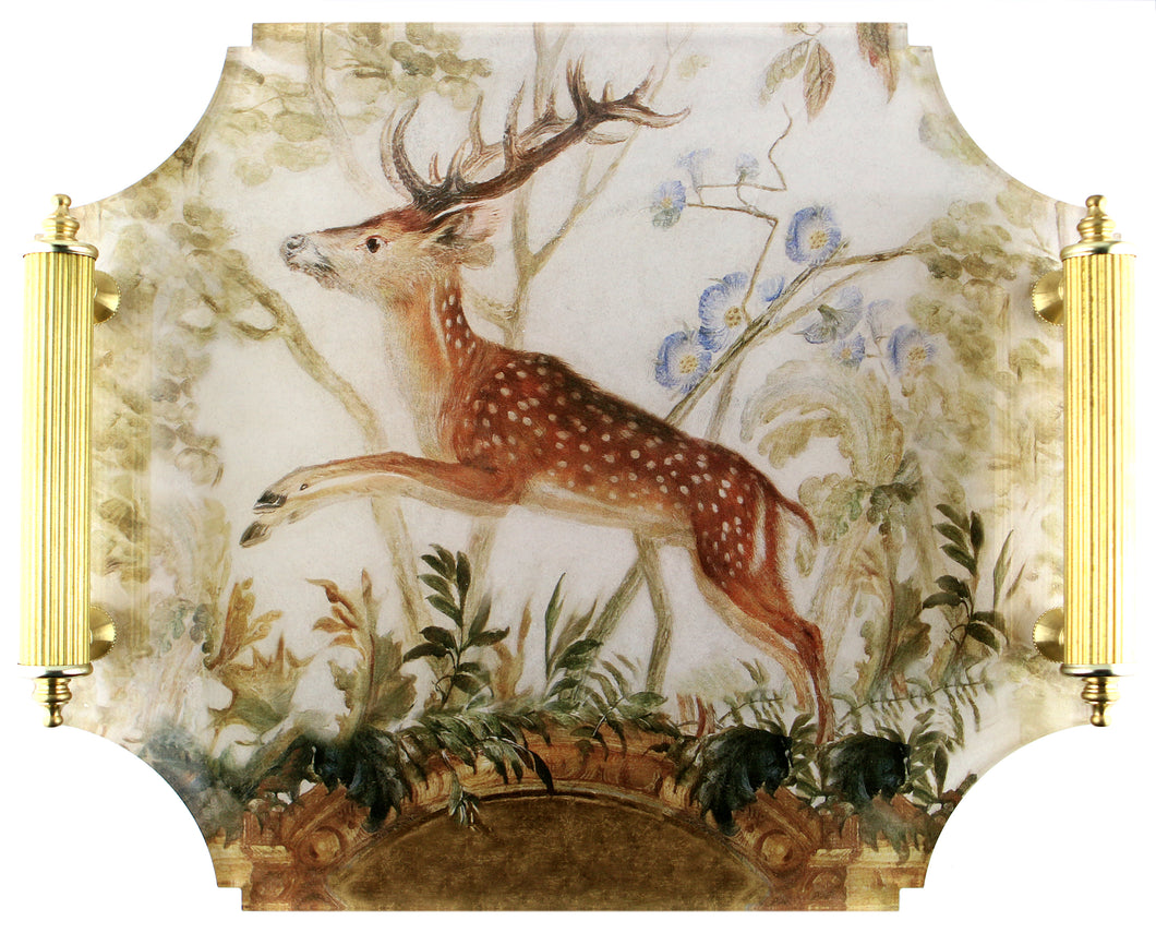 Acrylic Tray - Stag with Brass Handles