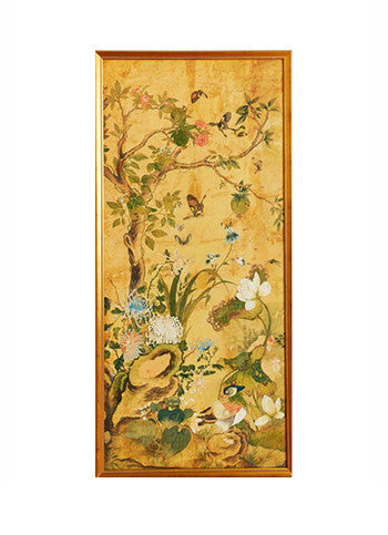 Chinese Ochre Watercolor Panels, 18th c.